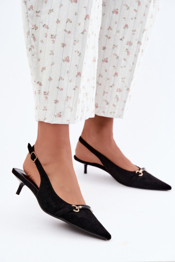 Zapatos de tacón bajo con talón abierto en color negro Caylo