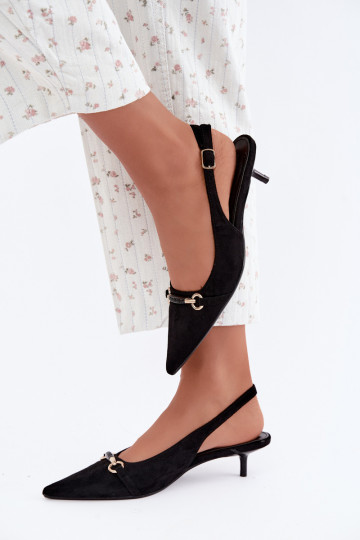 Zapatos de tacón bajo con talón abierto en color negro Caylo 2
