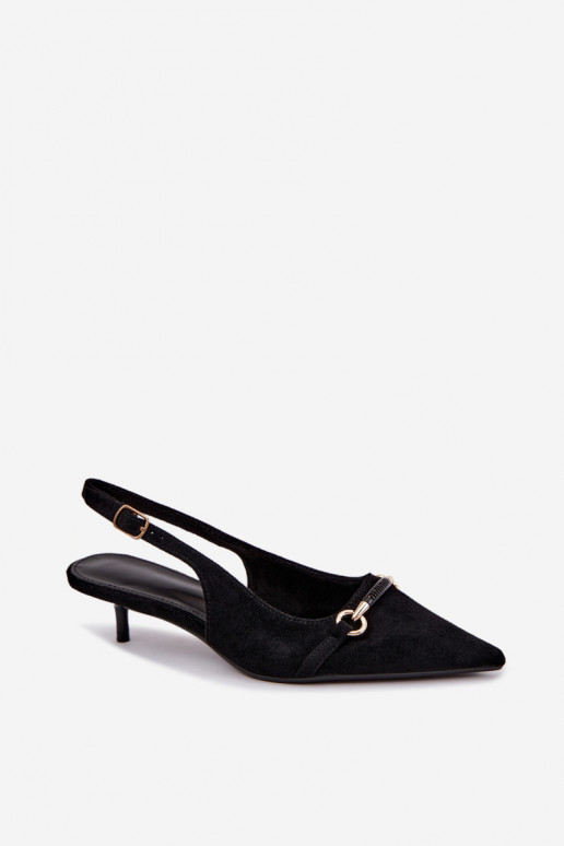 Zapatos de tacón bajo con talón abierto en color negro Caylo