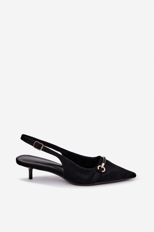 Zapatos de tacón bajo con talón abierto en color negro Caylo