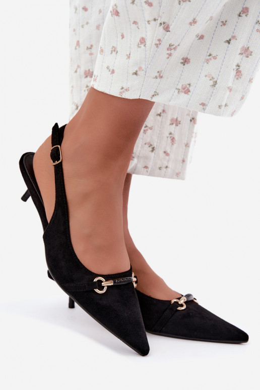 Zapatos de tacón bajo con talón abierto en color negro Caylo