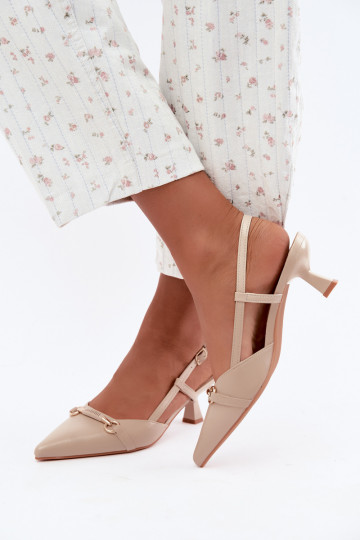Sandalias de tacón para mujer con puntas afiladas en color arena Felessa
