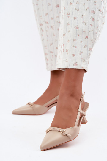 Sandalias de tacón para mujer con puntas afiladas en color arena Felessa 2