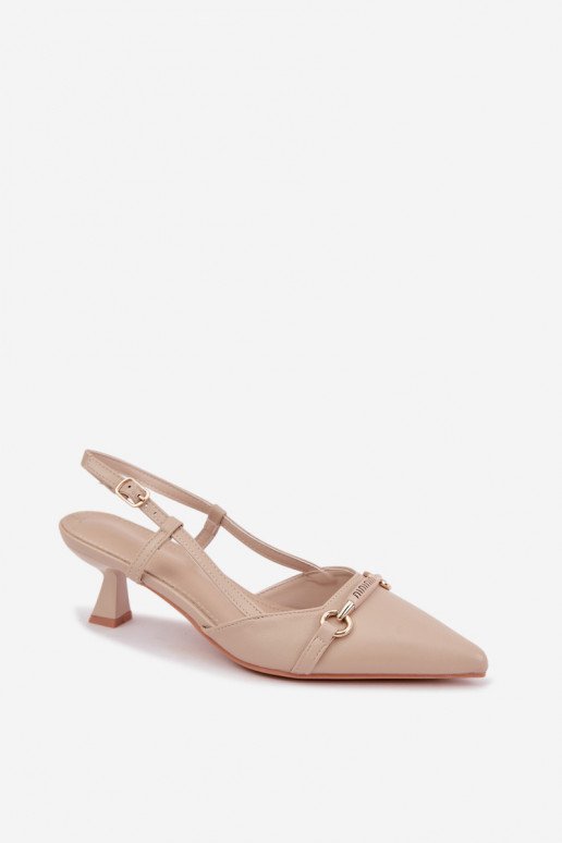 Sandalias de tacón para mujer con puntas afiladas en color arena Felessa