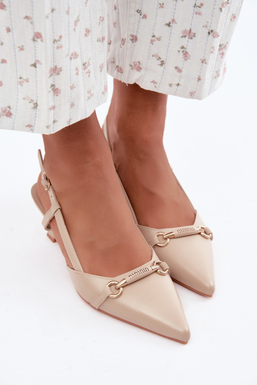 Sandalias de tacón para mujer con puntas afiladas en color arena Felessa
