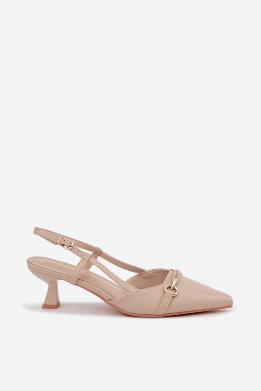 Sandalias de tacón para mujer con puntas afiladas en color arena Felessa