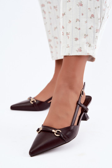 Sandalias de tacón para mujer con puntas afiladas en color burdeos Felessa 2