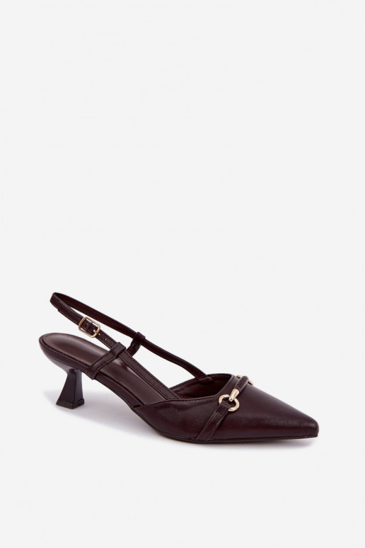 Sandalias de tacón para mujer con puntas afiladas en color burdeos Felessa
