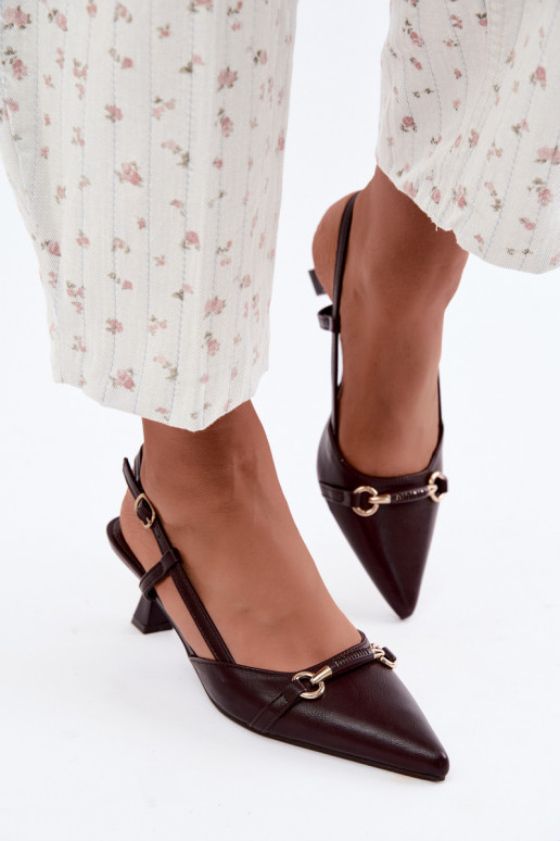 Sandalias de tacón para mujer con puntas afiladas en color burdeos Felessa