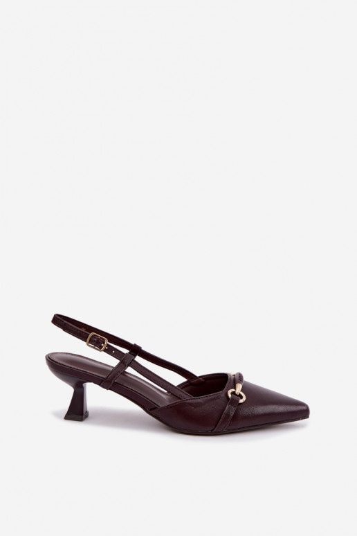Sandalias de tacón para mujer con puntas afiladas en color burdeos Felessa