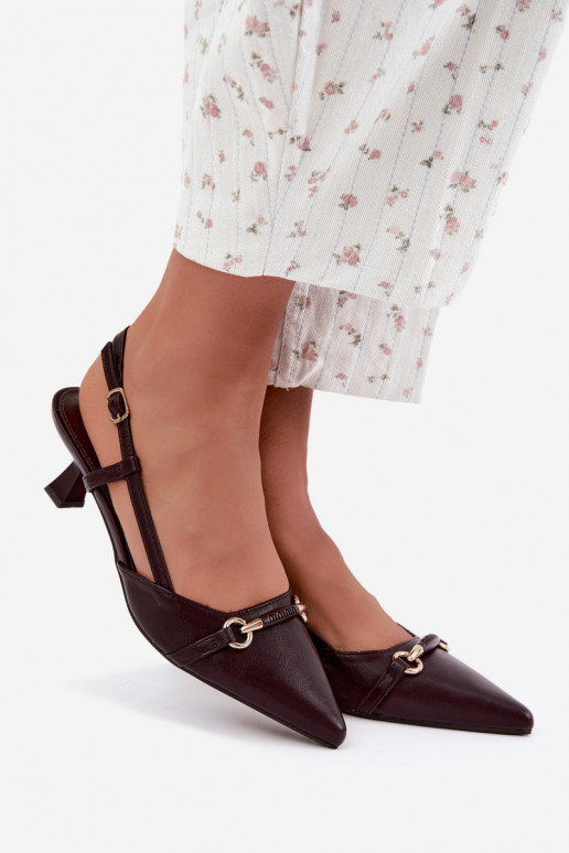 Sandalias de tacón para mujer con puntas afiladas en color burdeos Felessa