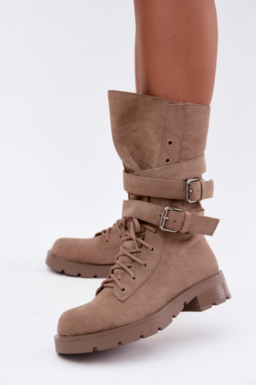 calentamiento botines de trabajo con hebillas beige Patsy 2