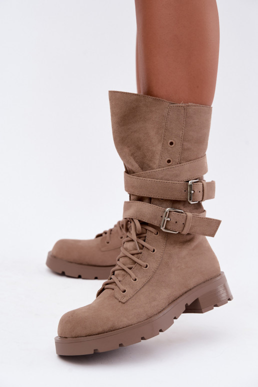 calentamiento botines de trabajo con hebillas beige Patsy