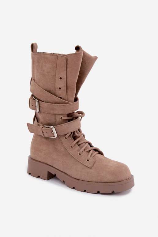 calentamiento botines de trabajo con hebillas beige Patsy