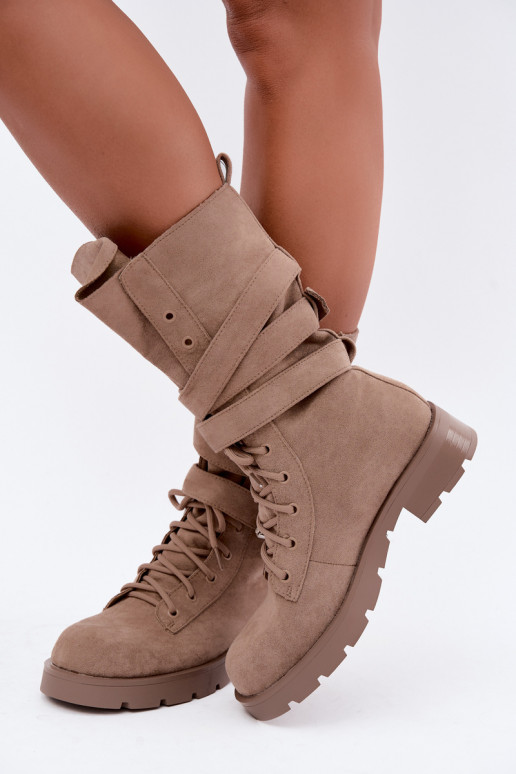 calentamiento botines de trabajo con hebillas beige Patsy