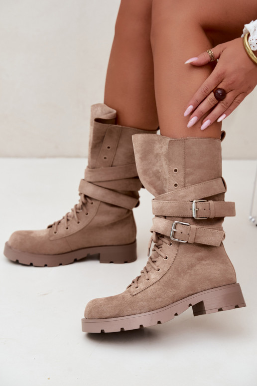 calentamiento botines de trabajo con hebillas beige Patsy