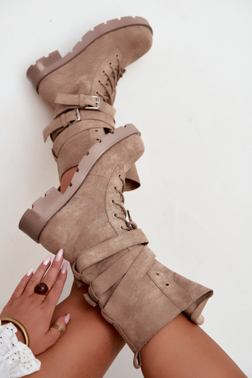 calentamiento botines de trabajo con hebillas beige Patsy