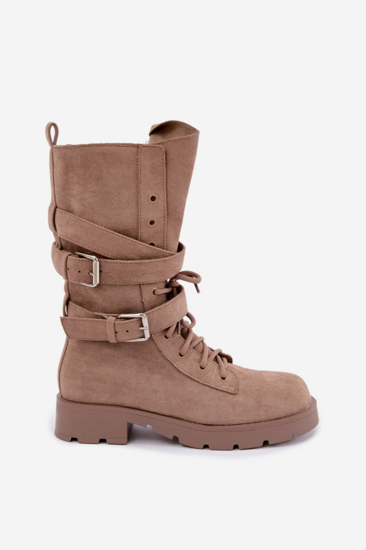 calentamiento botines de trabajo con hebillas beige Patsy