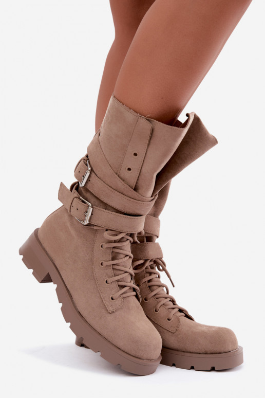 calentamiento botines de trabajo con hebillas beige Patsy