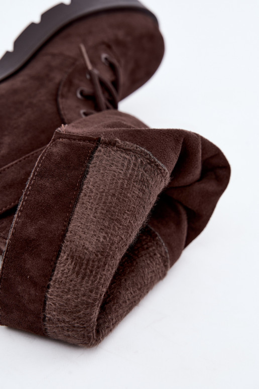 botas de trabajo acolchadas de tobillo con hebillas en color chocolate Patsy