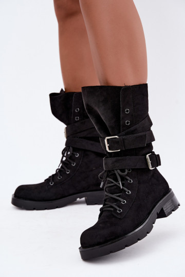 botas de trabajo acolchadas de tobillo con hebillas en color negro Patsy 2