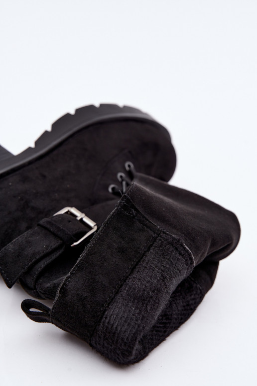 botas de trabajo acolchadas de tobillo con hebillas en color negro Patsy