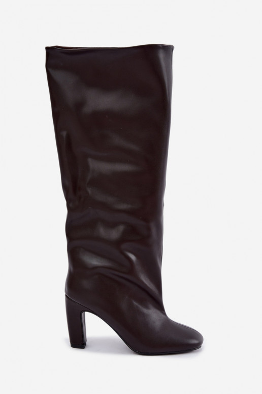 botas altas sin cordones con tacones en color chocolate Falina