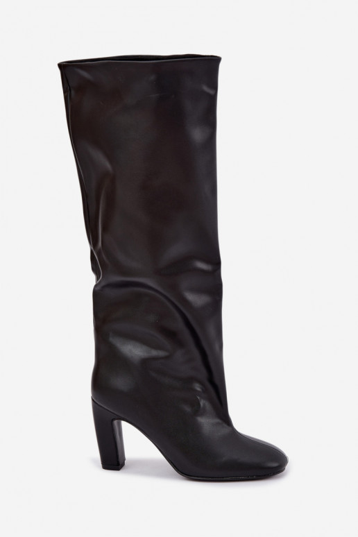 botas altas sin cordones con tacones en color negro Falina