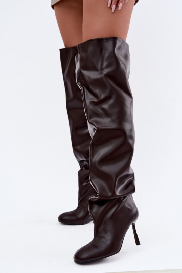 botas altas de mujer con tacones finos en color chocolate Galena