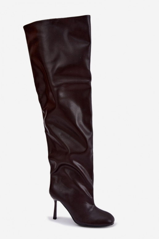 botas altas de mujer con tacones finos en color chocolate Galena