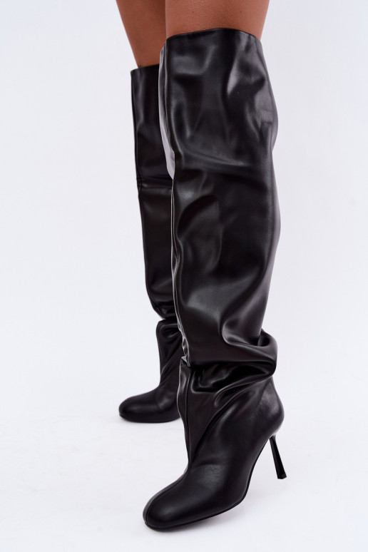 botas altas de mujer con tacones finos en color negro Galena