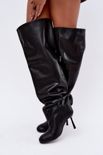 botas altas de mujer con tacones finos en color negro Galena 2
