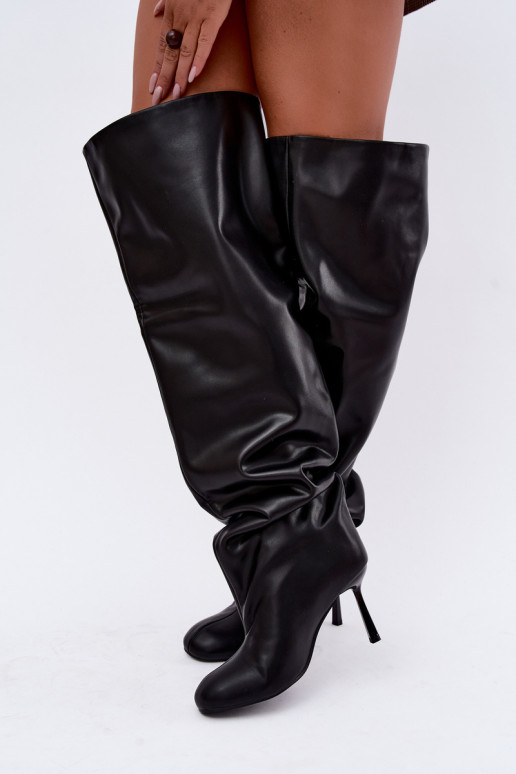botas altas de mujer con tacones finos en color negro Galena