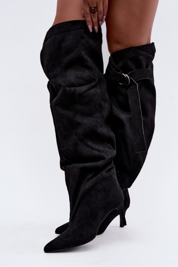 botas altas sin cordones para mujer con tacones en color negro Rosena