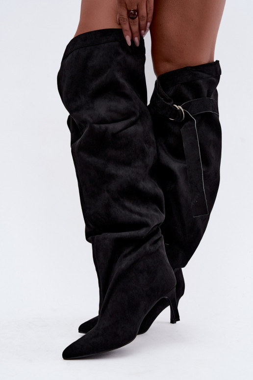 botas altas sin cordones para mujer con tacones en color negro Rosena