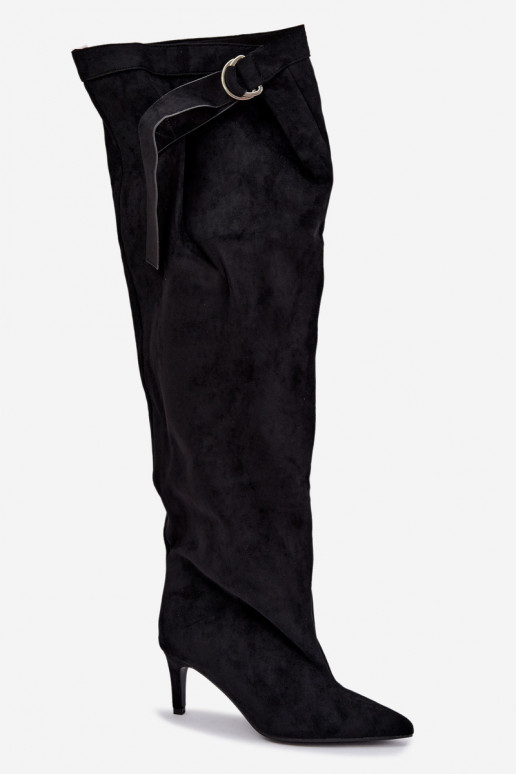 botas altas sin cordones para mujer con tacones en color negro Rosena