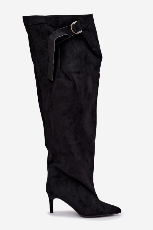 botas altas sin cordones para mujer con tacones en color negro Rosena