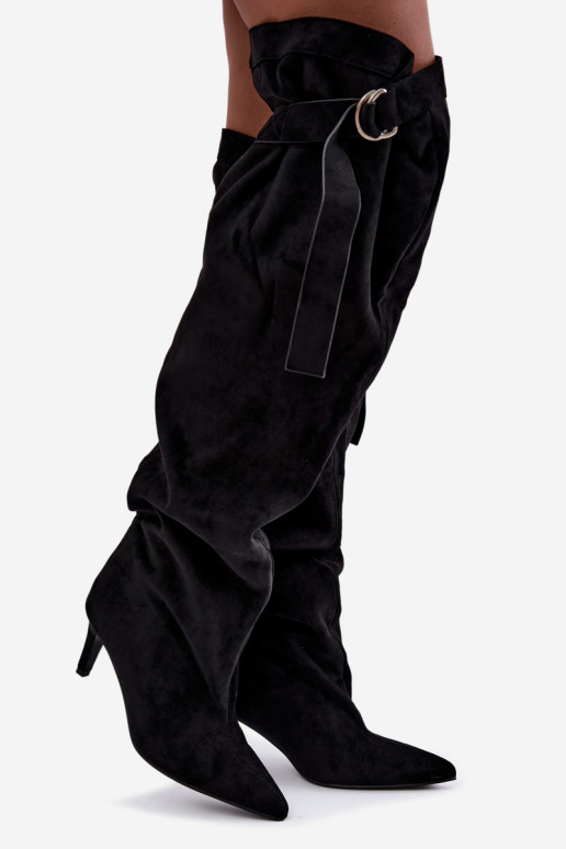 botas altas sin cordones para mujer con tacones en color negro Rosena
