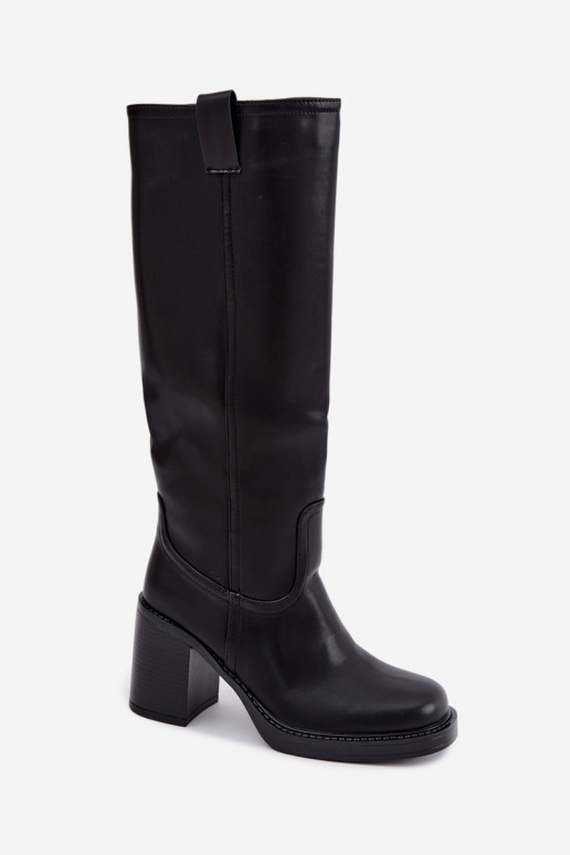 botas altas de mujer acolchadas con tacones en color negro Feresa
