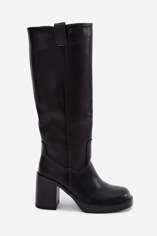 botas altas de mujer acolchadas con tacones en color negro Feresa