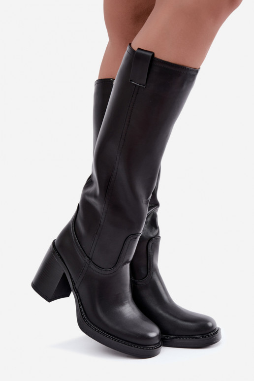 botas altas de mujer acolchadas con tacones en color negro Feresa