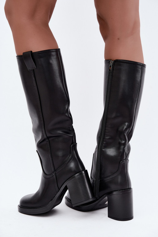 botas altas de mujer acolchadas con tacones en color negro Feresa