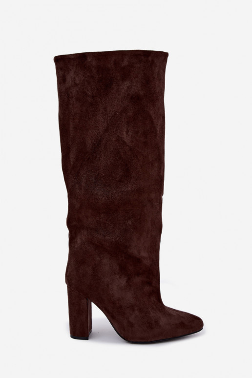 botas altas sin cordones con tacones en color chocolate Emeline