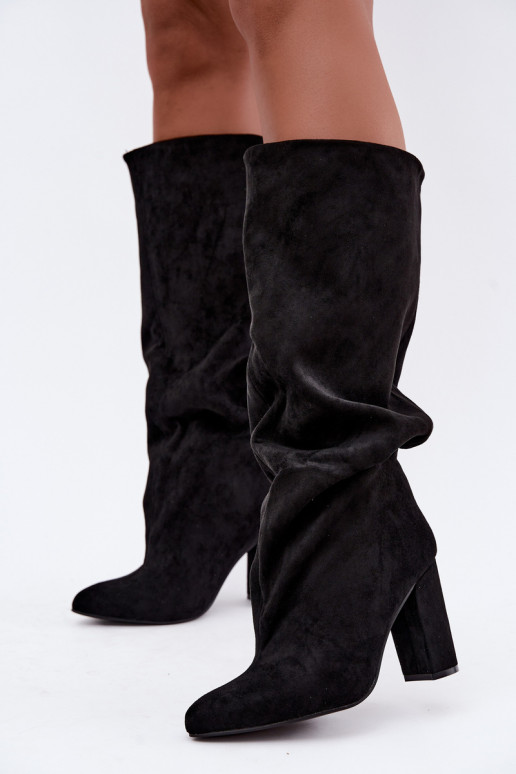 botas altas sin cordones con tacones en color negro Emeline