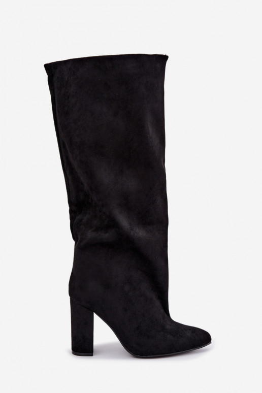 botas altas sin cordones con tacones en color negro Emeline
