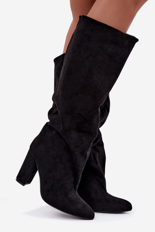 botas altas sin cordones con tacones en color negro Emeline