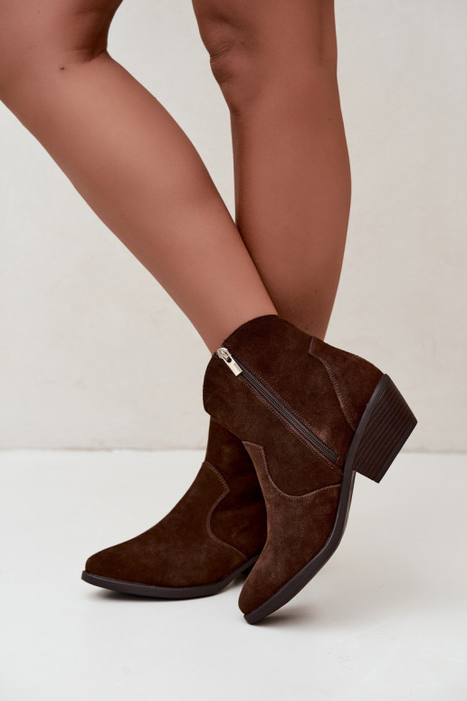 Botines de estilo cowboy color marrón chocolate con tacón Big Star