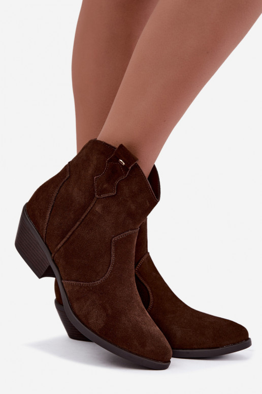 Botines de estilo cowboy color marrón chocolate con tacón Big Star