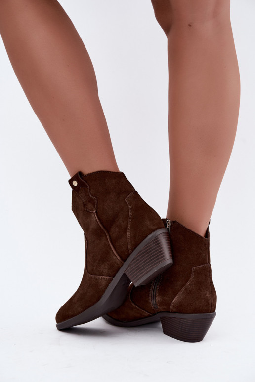 Botines de estilo cowboy color marrón chocolate con tacón Big Star