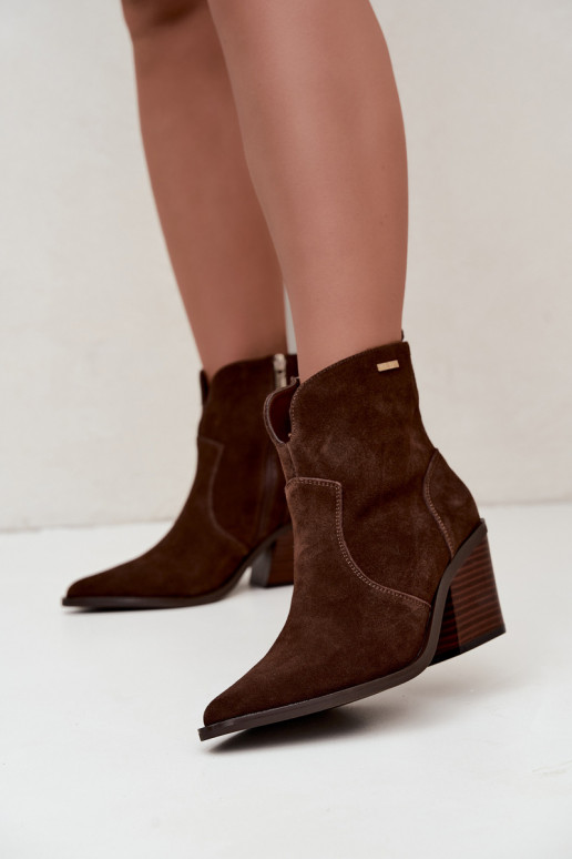 Botines de estilo cowboy color marrón chocolate con tacón Big Star